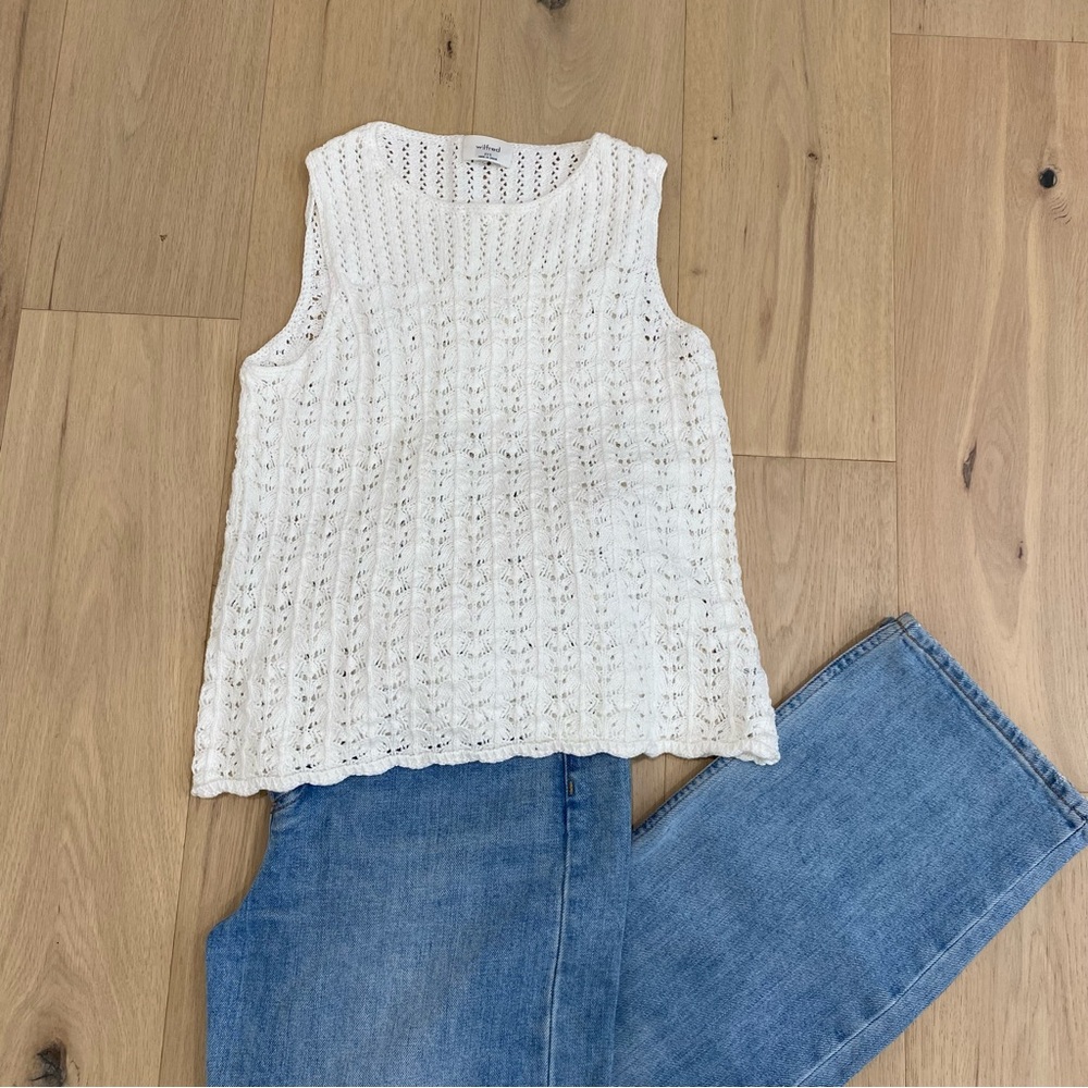 Aritzia | Wilfred “Phillipa” White Crochet Tank Top 🤍 - Picture 4 of 11
